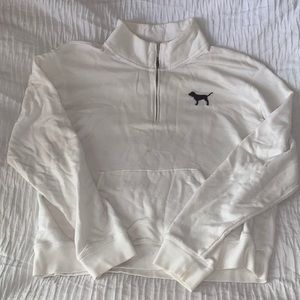 VS PINK Logo White Quarter Zip
